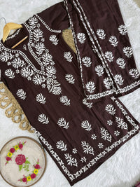 Rayon Short Kurta with pant - Chikankari official