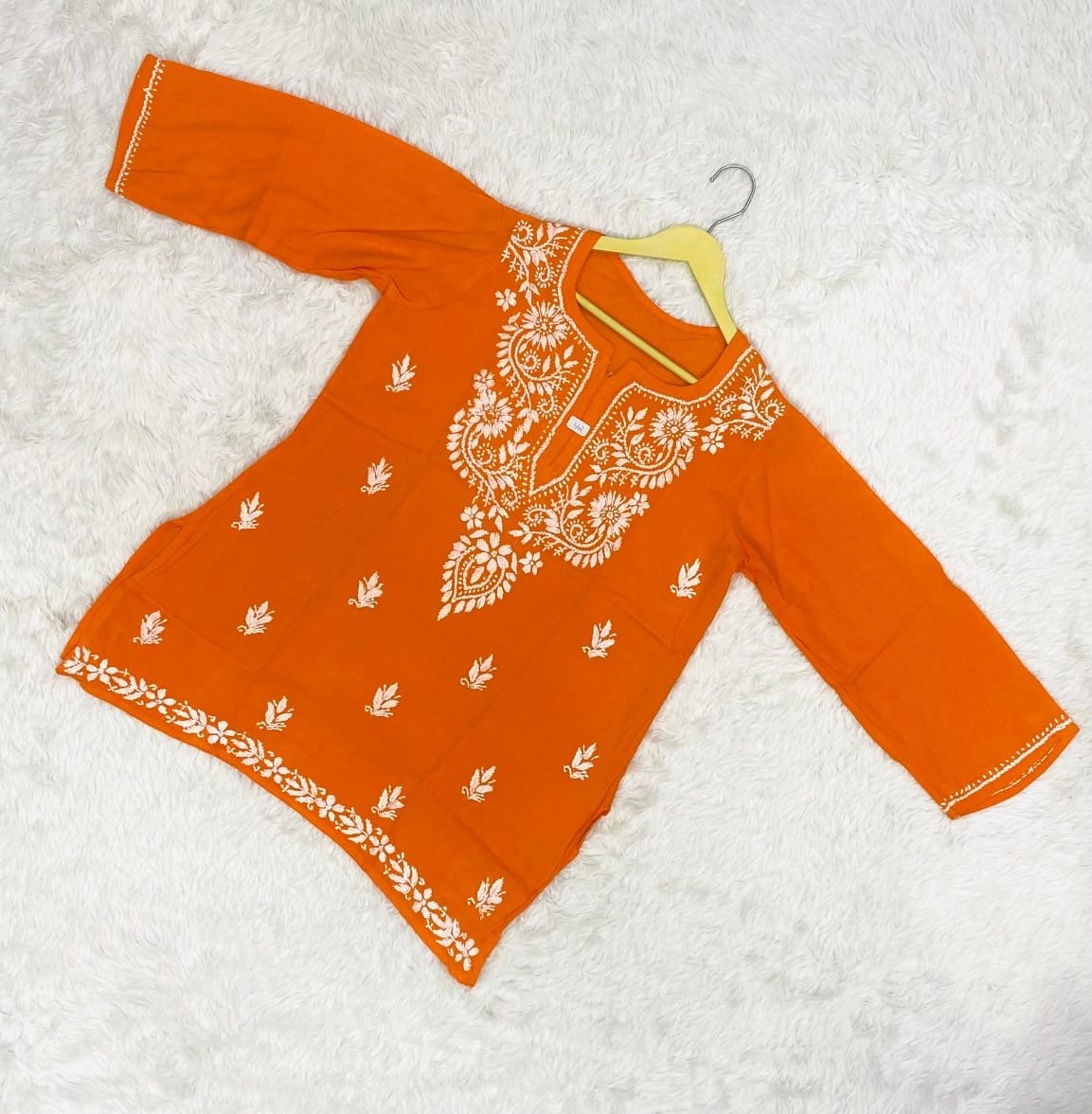 Rayon Short Top fine embroidered - Chikankari official