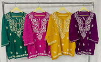 Rayon Short Top fine embroidered - Chikankari official
