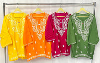 Rayon Short Top fine embroidered - Chikankari official