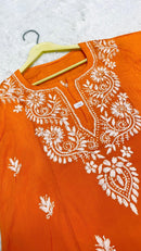 Rayon Short Top fine embroidered - Chikankari official