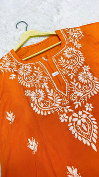 Rayon Short Top fine embroidered - Chikankari official