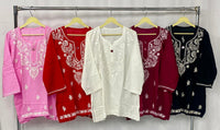 Rayon Short Top fine embroidered - Chikankari official