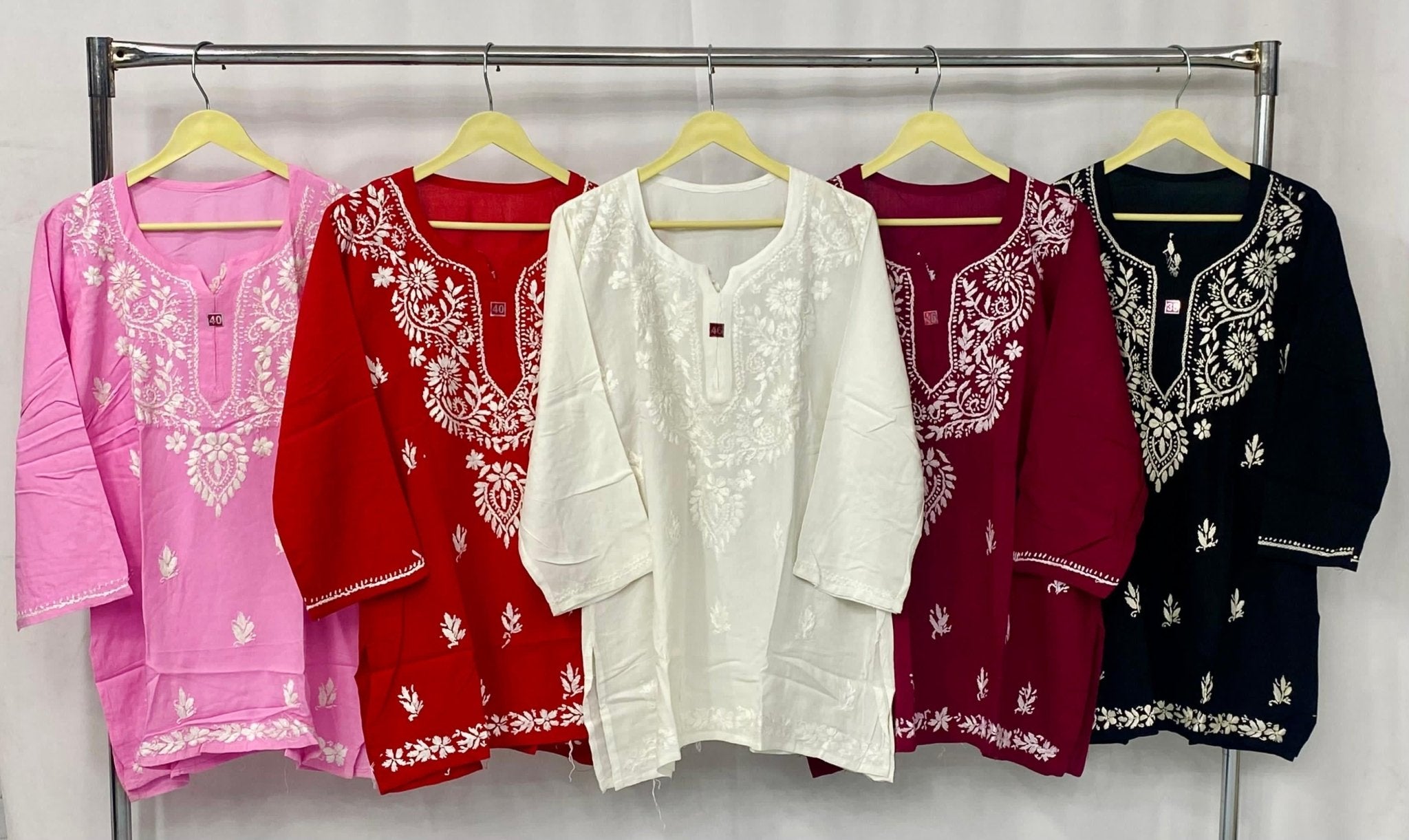Rayon Short Top fine embroidered - Chikankari official
