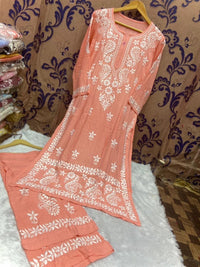 Rayon Silk with Heavywork Plazzo set - Chikankari official
