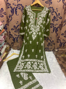 Rayon Silk with Heavywork Plazzo set - Chikankari official