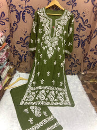 Rayon Silk with Heavywork Plazzo set - Chikankari official