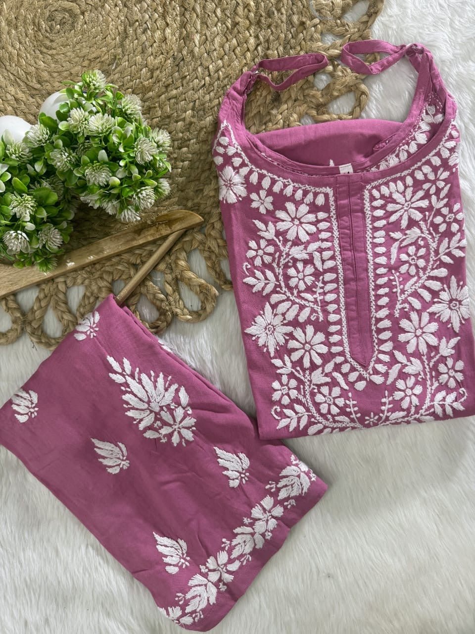 Rayon sleeveless co ord Combo - Chikankari official