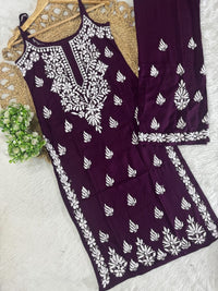 Rayon sleeveless co ord Combo - Chikankari official