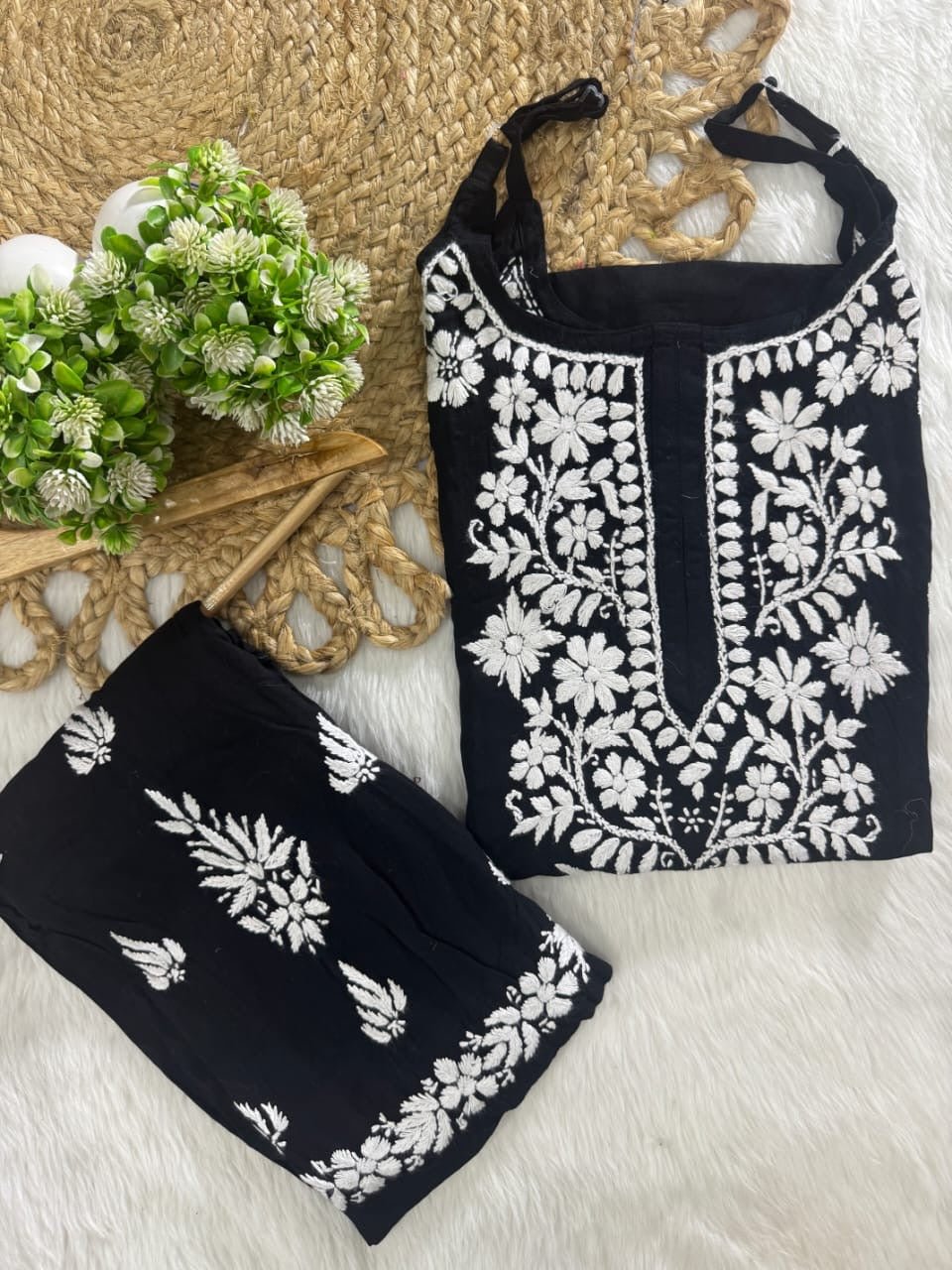 Rayon sleeveless co ord Combo - Chikankari official