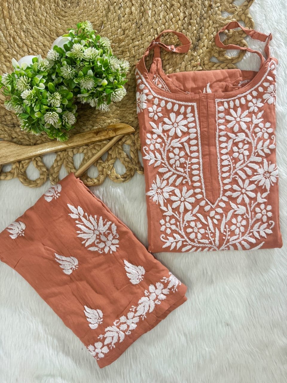 Rayon sleeveless co ord Combo - Chikankari official
