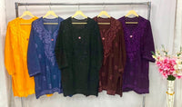 Rayon Smooth tone to tone embroidered Short top - Chikankari official