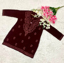 Rayon Smooth tone to tone embroidered Short top - Chikankari official