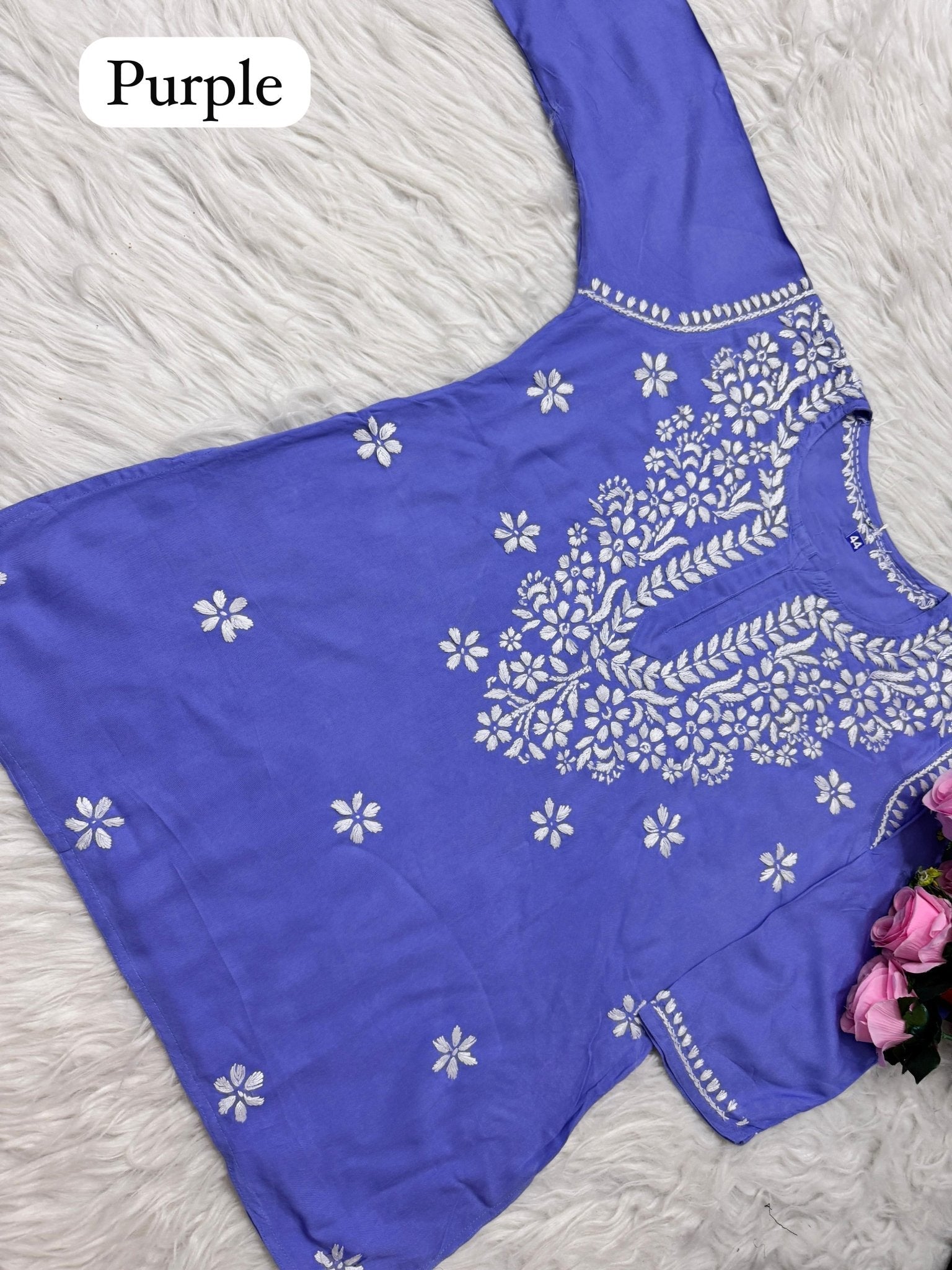 Rayon Soft Chikan ShortTop - Chikankari official