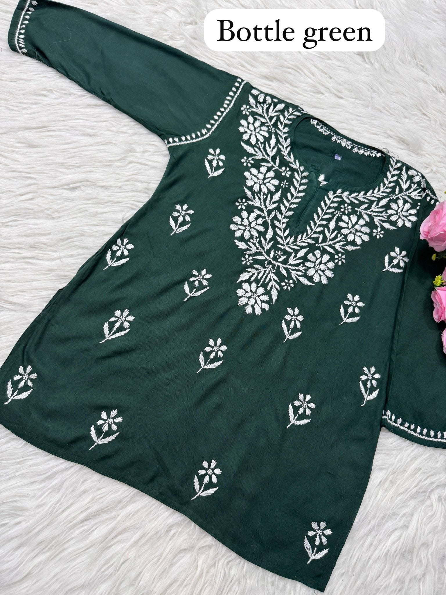 Rayon Soft Chikan ShortTop - Chikankari official
