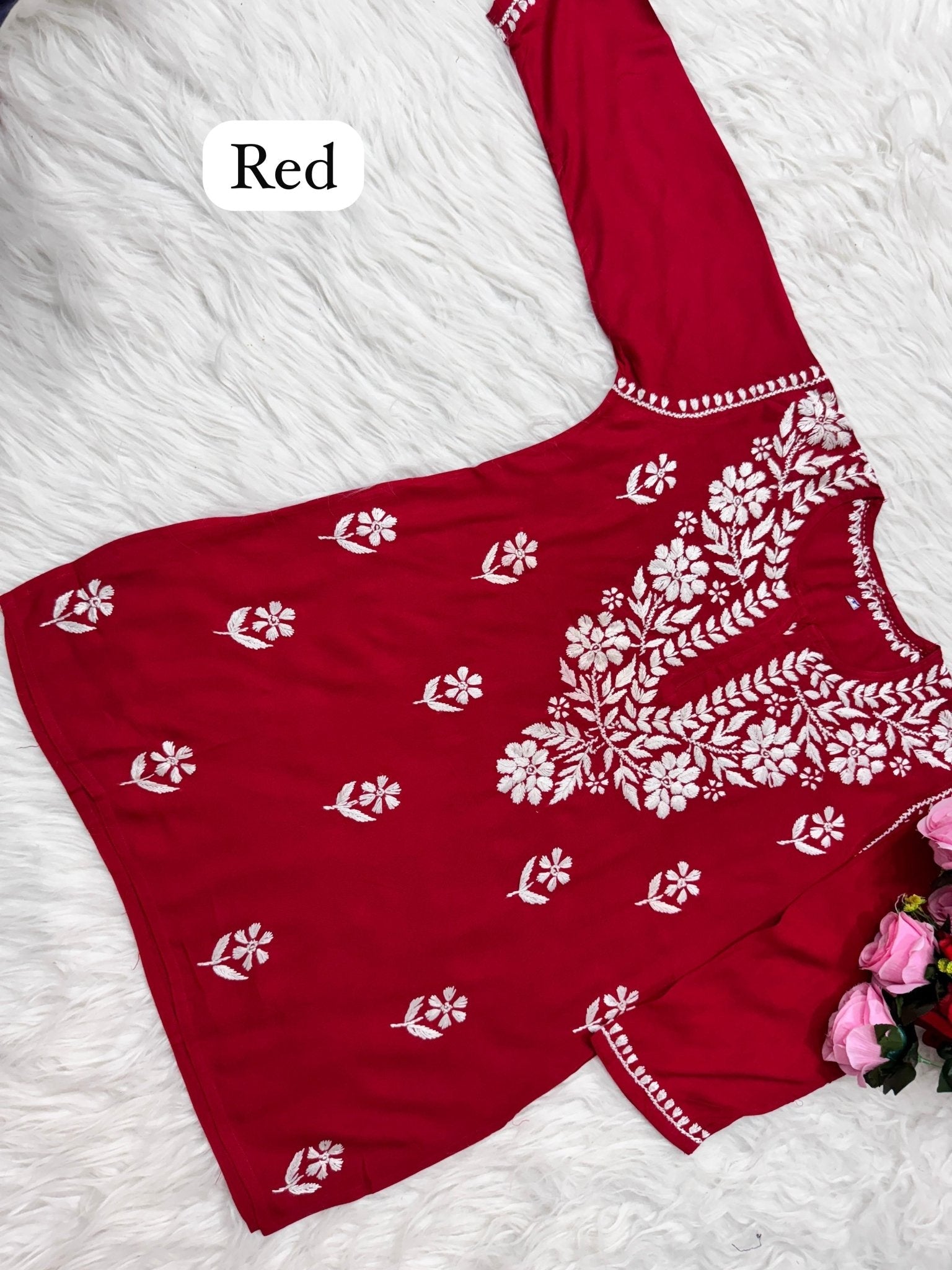 Rayon Soft Chikan ShortTop - Chikankari official