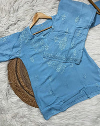 Rayon Soft Chikankari Dyed Co - ord set - Chikankari official