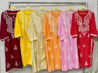 Rayon Soft Kurtis with White embroidery - Chikankari official