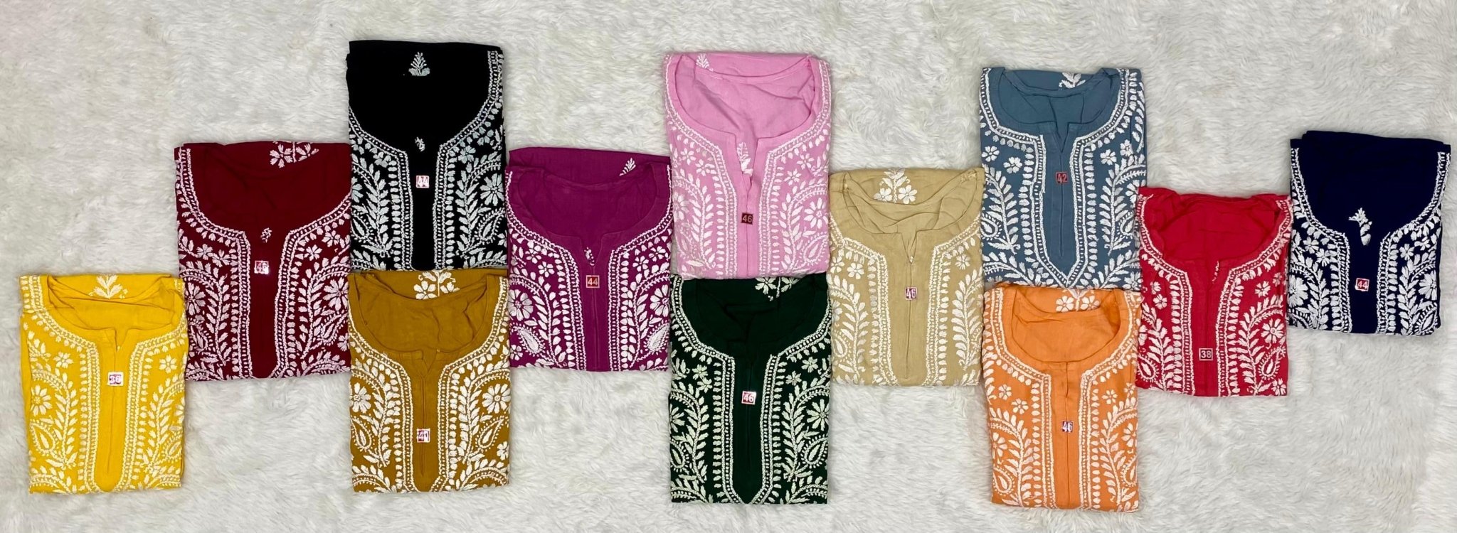 Rayon Soft Kurtis with White embroidery - Chikankari official