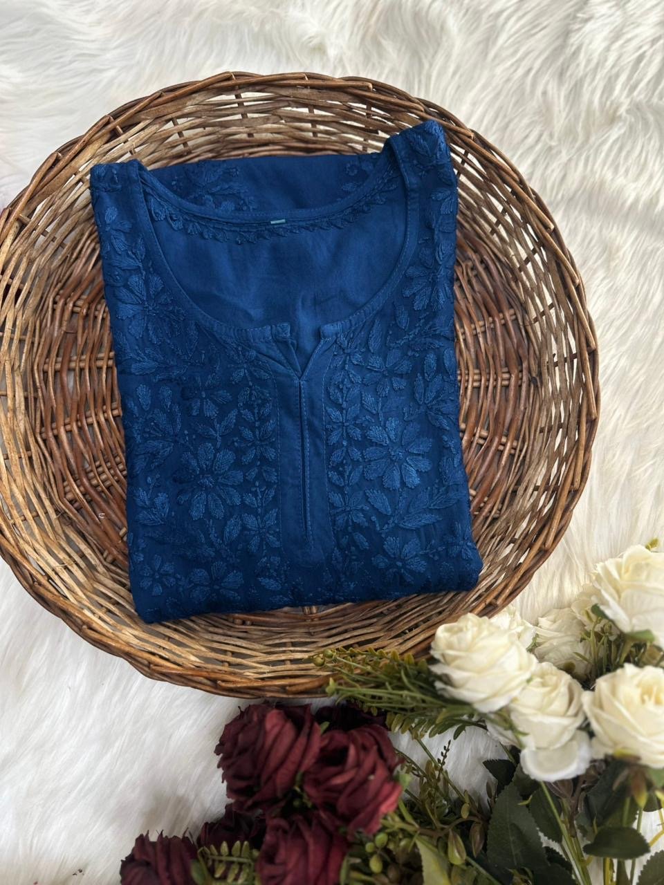 Rayon soft Regular Wear Embroidery Short top - Chikankari official