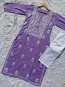 Rayon Square Neck soft Kurta - Chikankari official