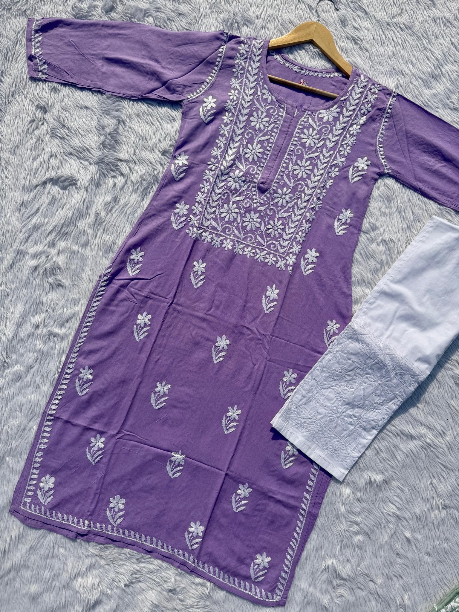 Rayon Square Neck soft Kurta - Chikankari official