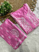Rayon white embroidered Kurta and plazzo - Chikankari official