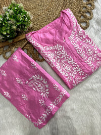 Rayon white embroidered Kurta and plazzo - Chikankari official