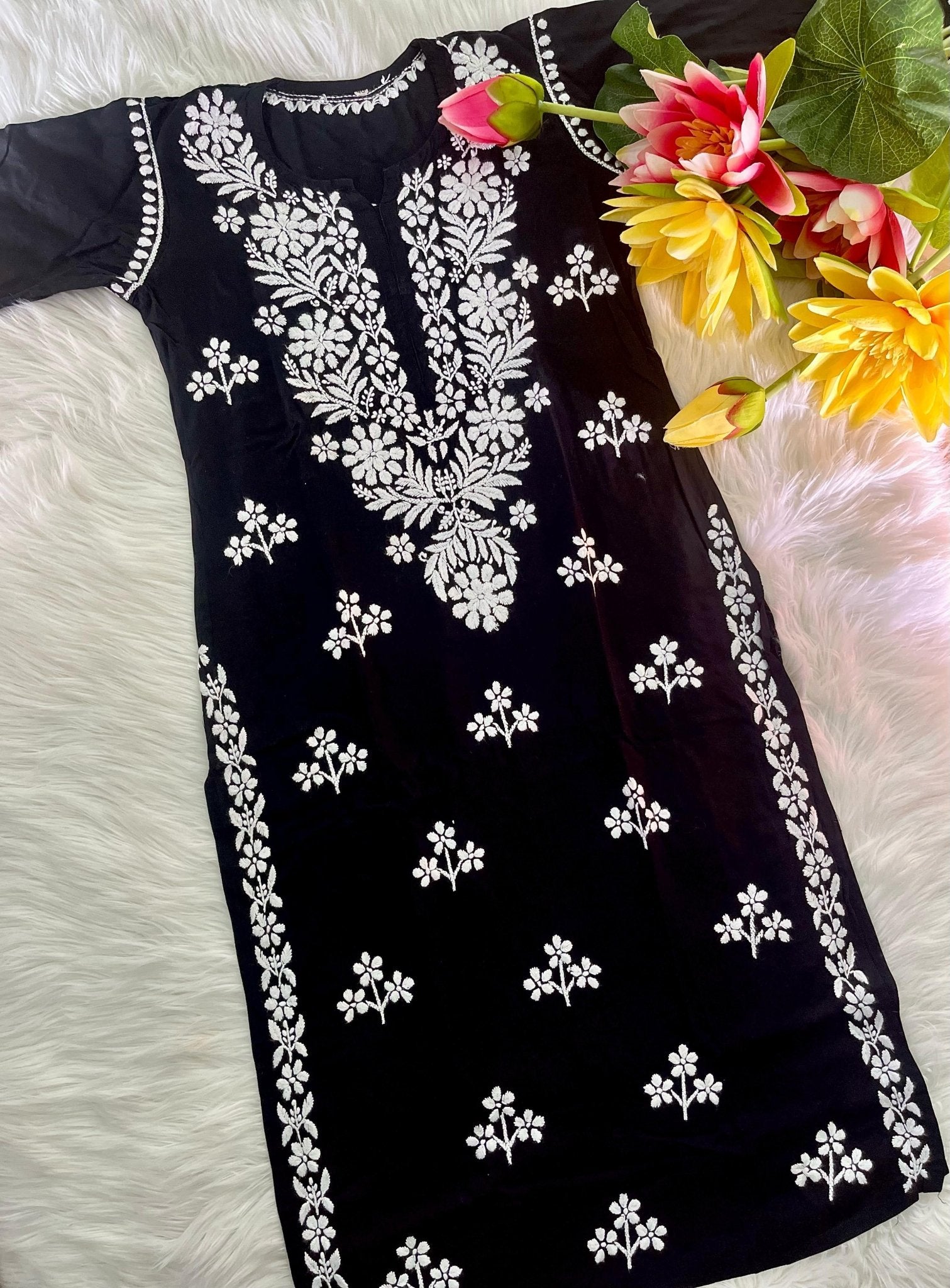 Rayon White hand embroidery combo - Chikankari official
