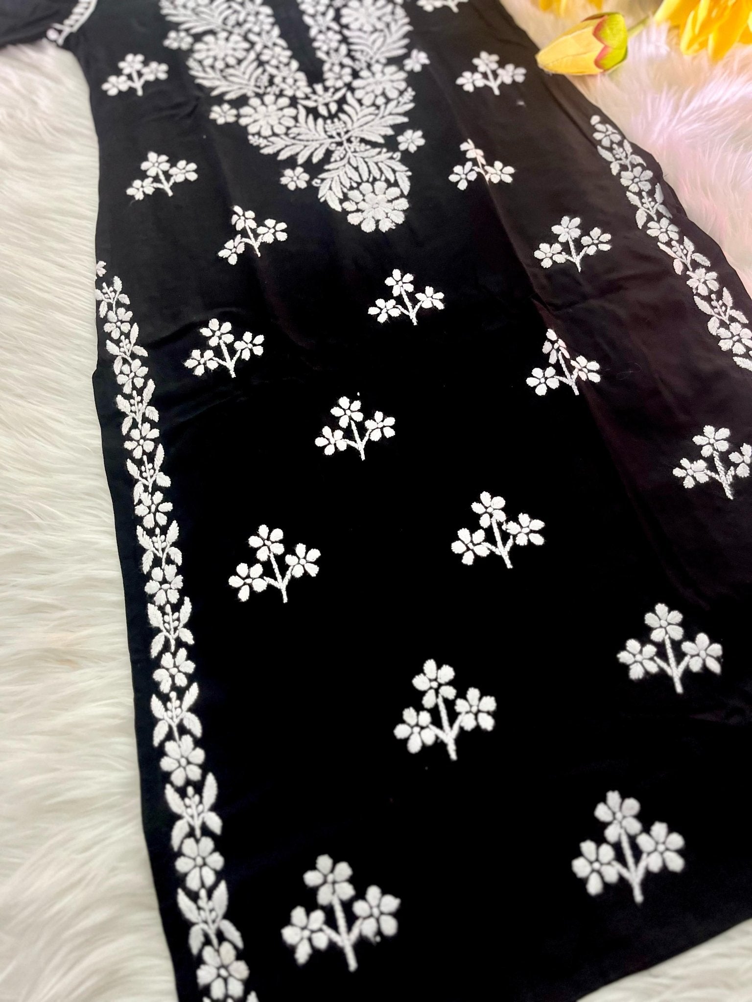 Rayon White hand embroidery combo - Chikankari official