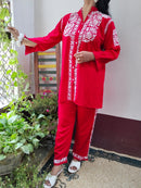 Rayon with heavy Ghass Co ord Handwork Combo - Chikankari official