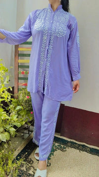 Rayon with heavy Ghass Co ord Handwork Combo - Chikankari official