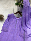Ready to wear chinon Top Cotton Thread Embroidered Set - Chikankari official