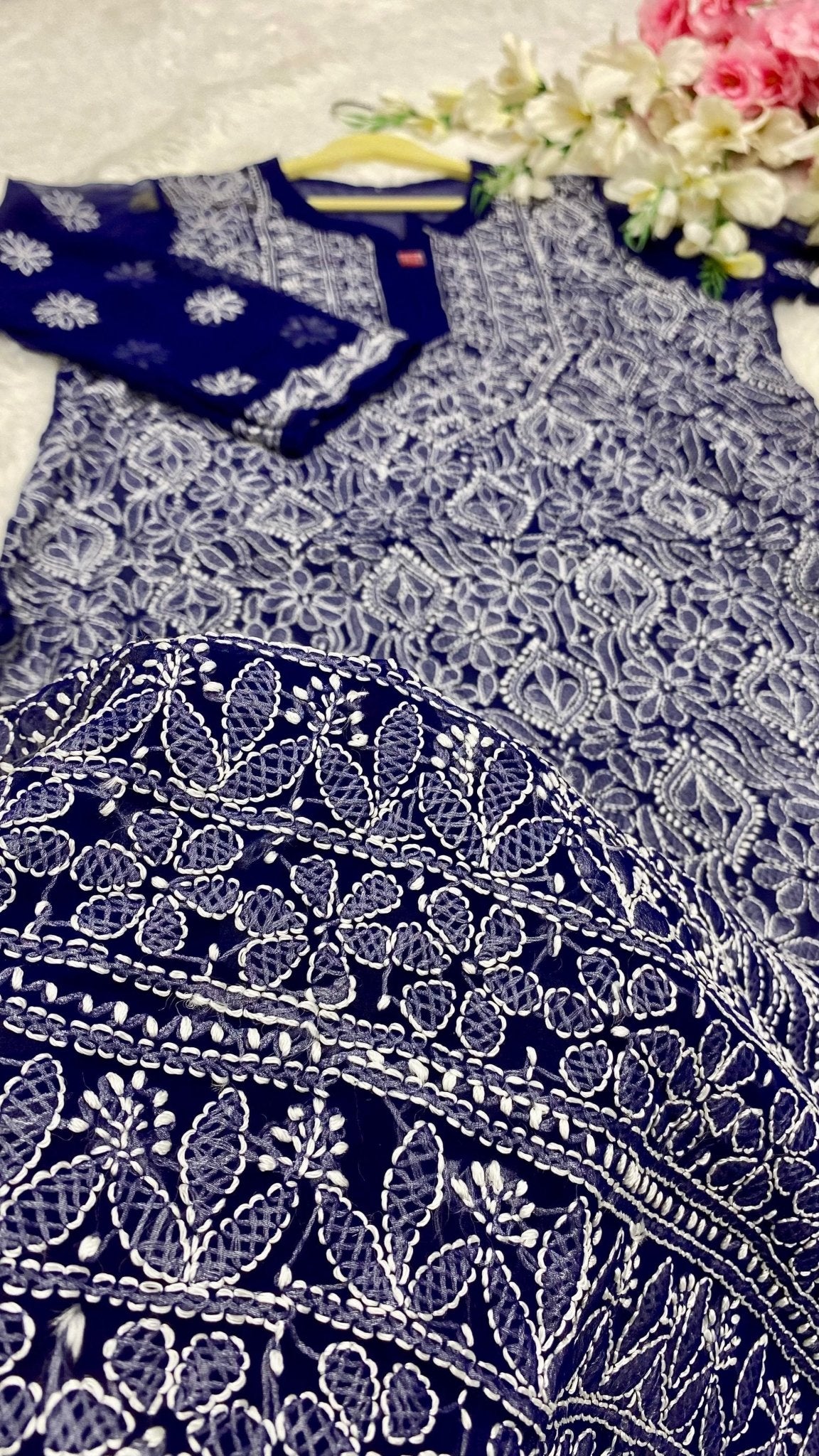 Resham Jaal Kurta - Chikankari official