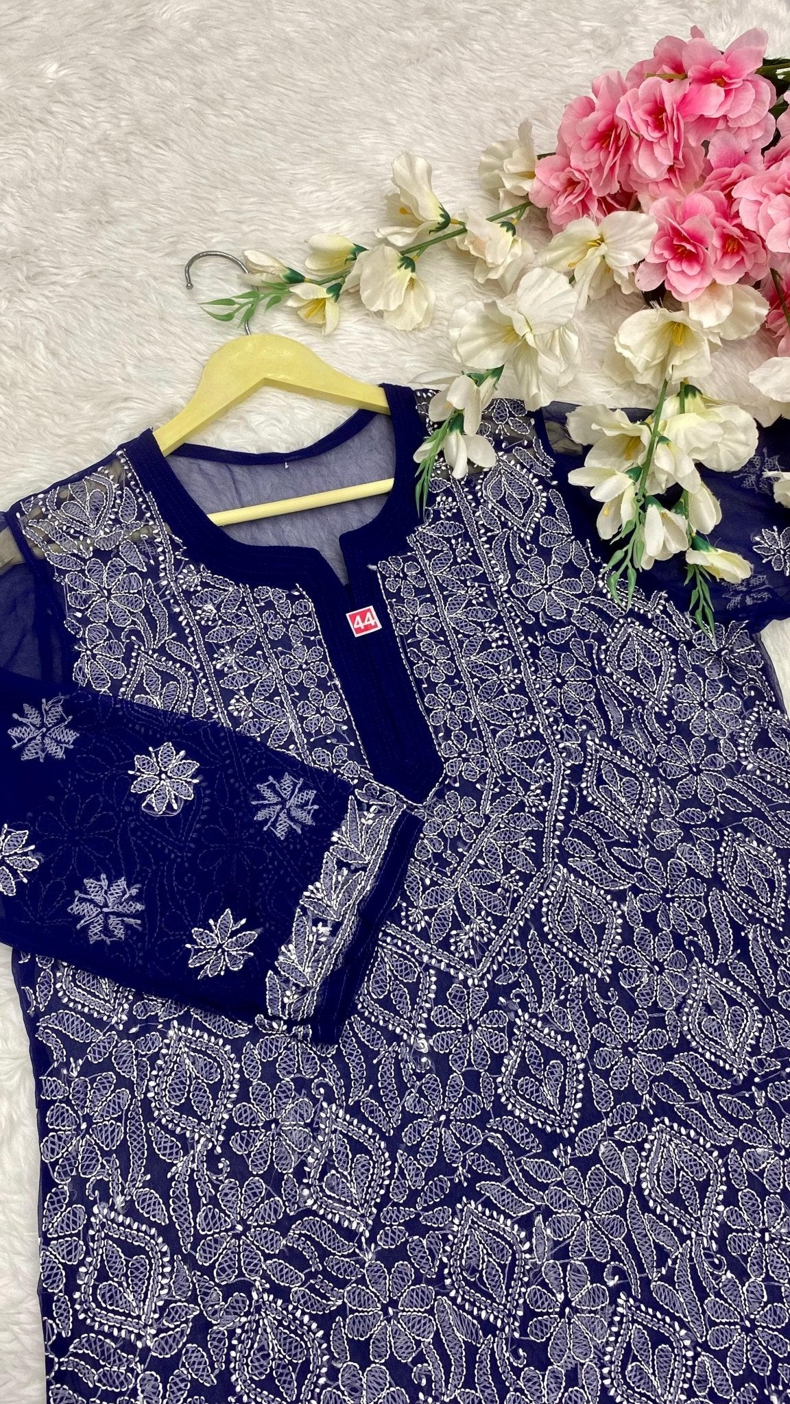 Resham Jaal Kurta - Chikankari official