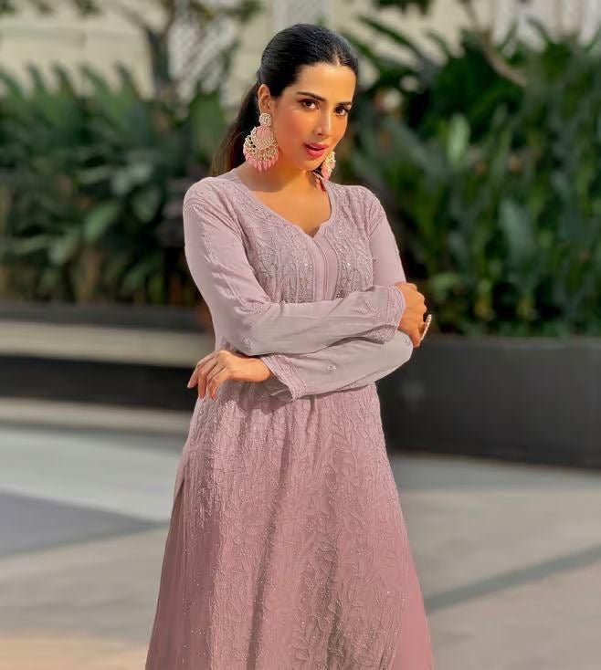 Resham muqaish viscose Jaal Luxe kurta - Chikankari official