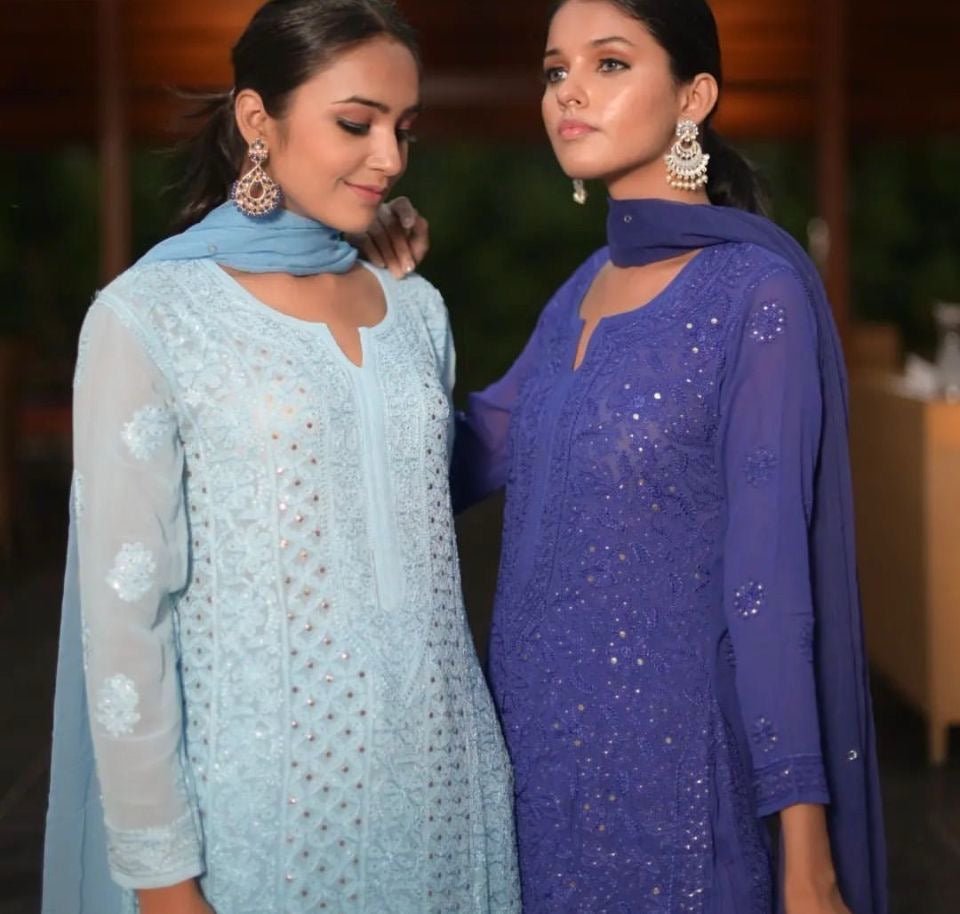 Resham Muqaish Viscose Jall Combo - Chikankari official
