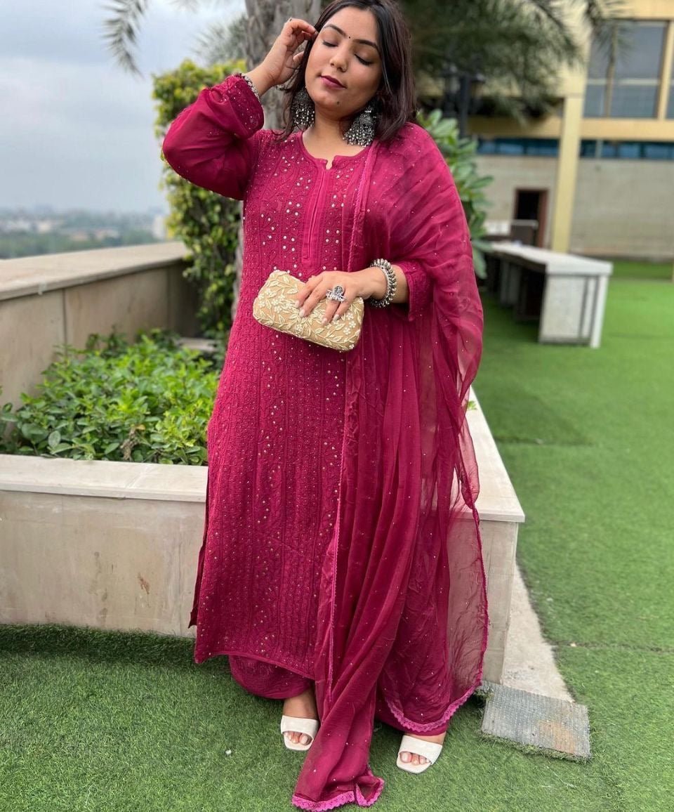 Resham Muqaish Viscose Jall Combo - Chikankari official