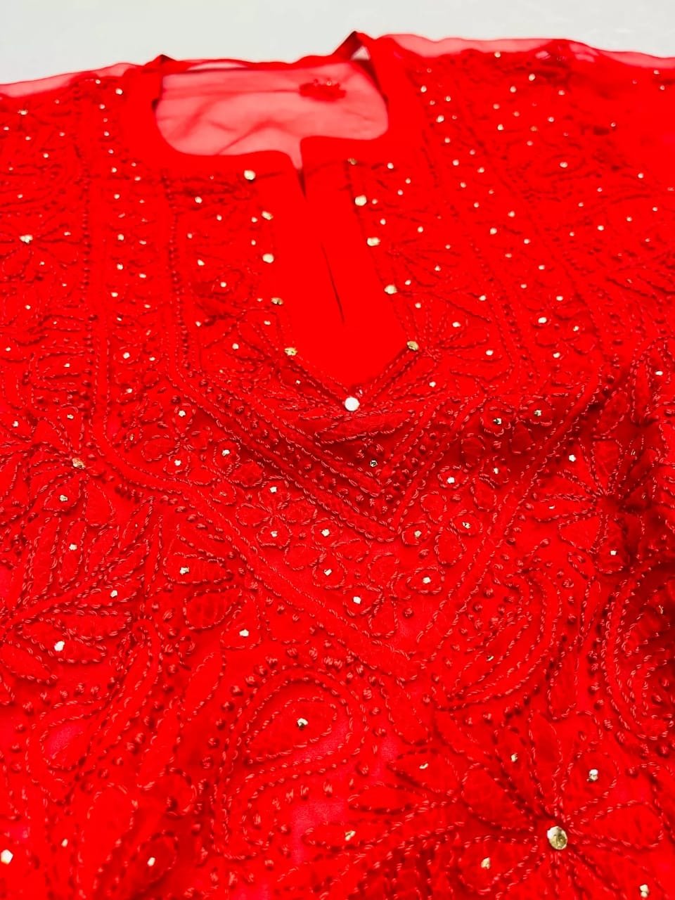 Resham muqiaish work jaal heavy kurta - Chikankari official