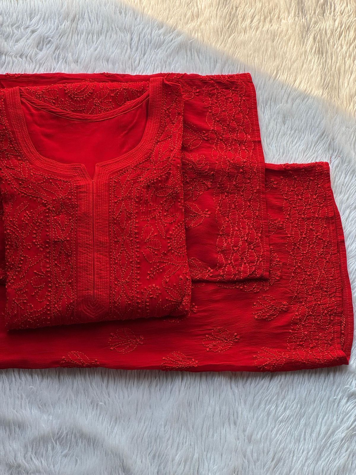 Resham Viscose Jall Kurta with Plazzo - Chikankari official