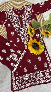 Reyon heavy work chikankari white embroidered set - Chikankari official