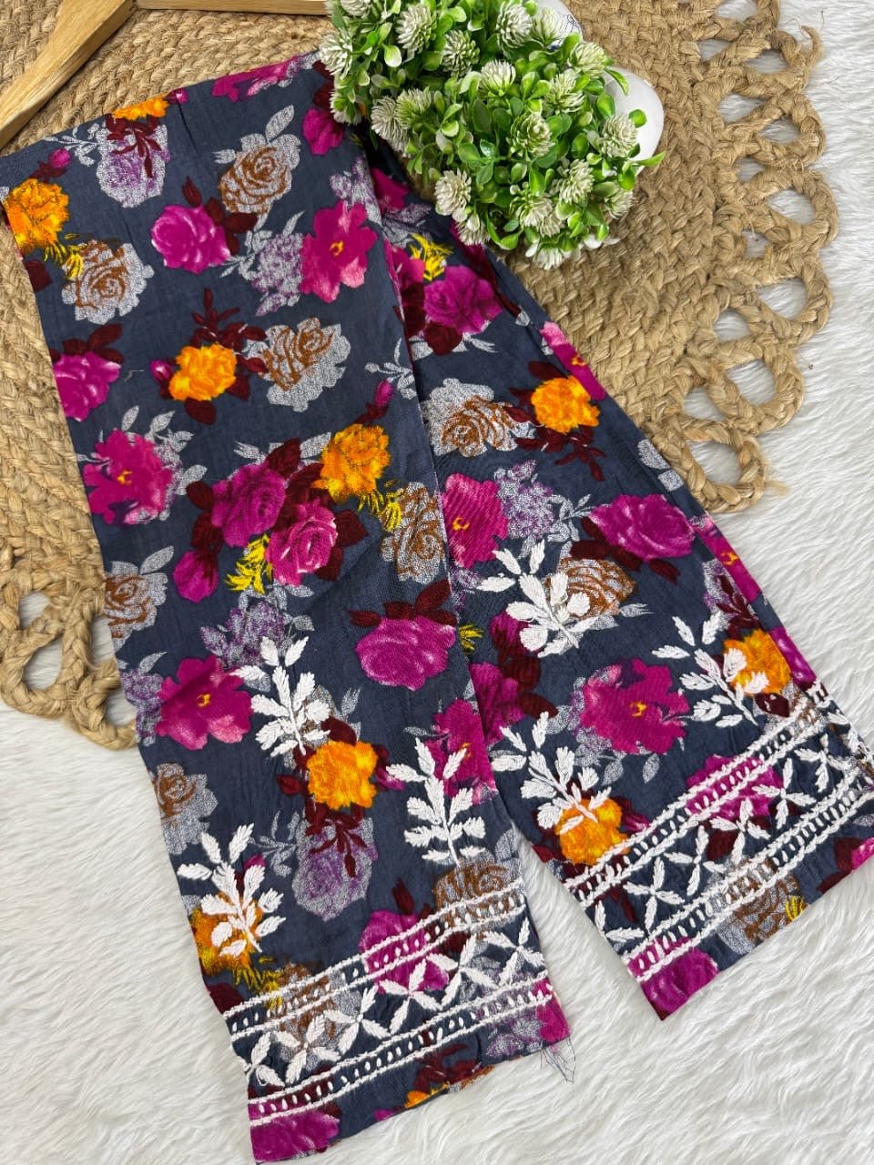 reyon printed A New Concept In reyon kurti with pant Set - Chikankari official