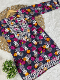 reyon printed A New Concept In reyon kurti with pant Set - Chikankari official