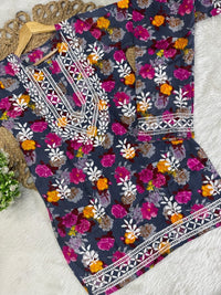 reyon printed A New Concept In reyon kurti with pant Set - Chikankari official