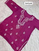Rich Handworked Gala Buti Soft Short Top - Chikankari official