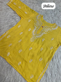 Rich Handworked Gala Buti Soft Short Top - Chikankari official