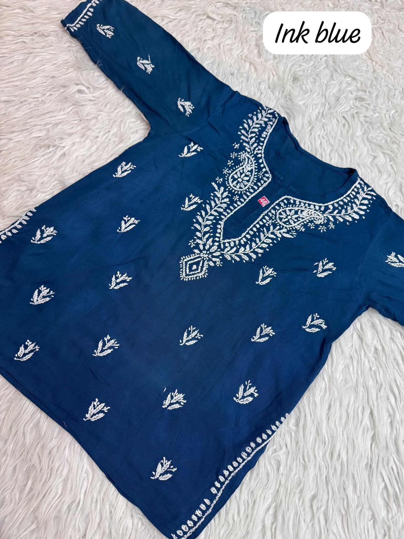 Rich Handworked Gala Buti Soft Short Top - Chikankari official