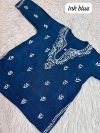 Rich Handworked Gala Buti Soft Short Top - Chikankari official