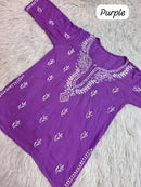 Rich Handworked Gala Buti Soft Short Top - Chikankari official