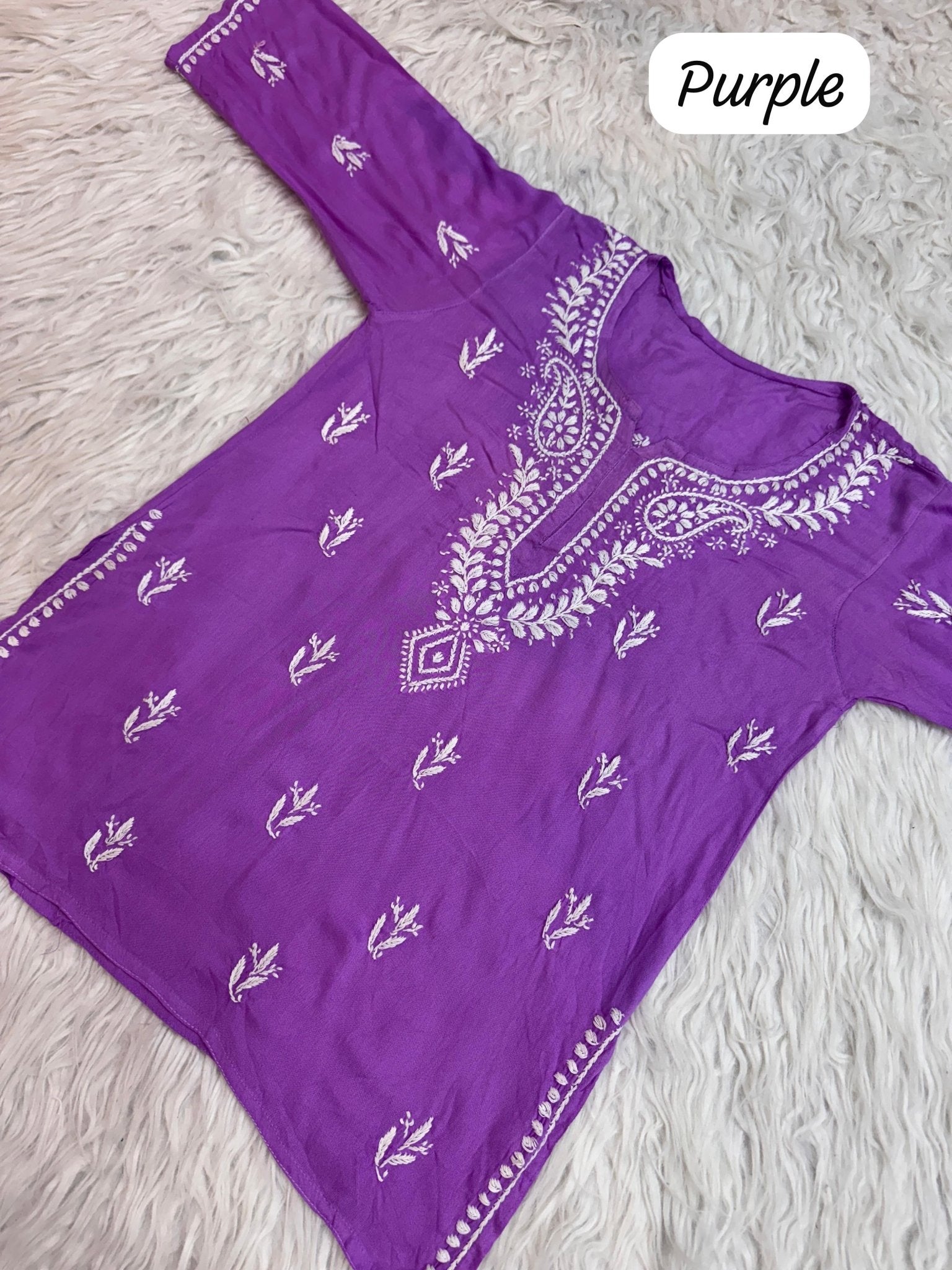 Rich Handworked Gala Buti Soft Short Top - Chikankari official